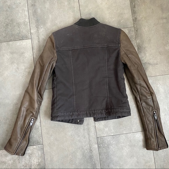 T by Alexander Wang bomber leather sleeve jacket - Picture 9 of 12